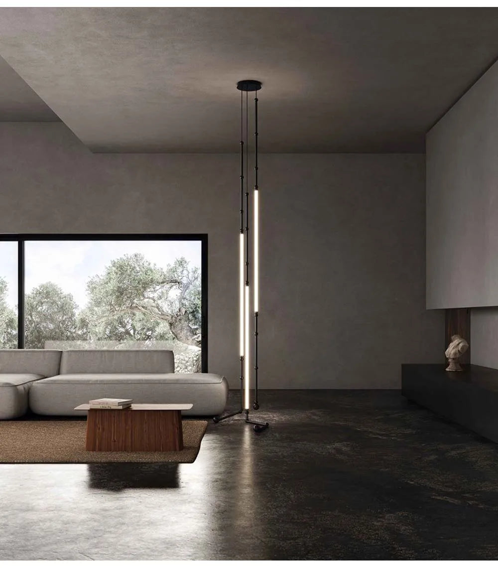Leda curve chandelier Metal Hose Black linear lamp for Living Room Center Table designer lamp Home Decor staircase lighting