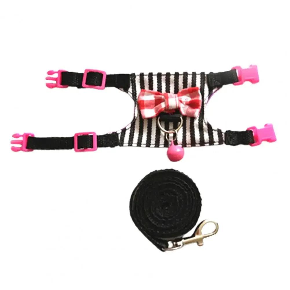Pet Chest Strap Striped Hamster Rabbit Bow-knot Harness Vest Leash Traction Rope Ferrets Rats Chest Strap Small Pet Leashes