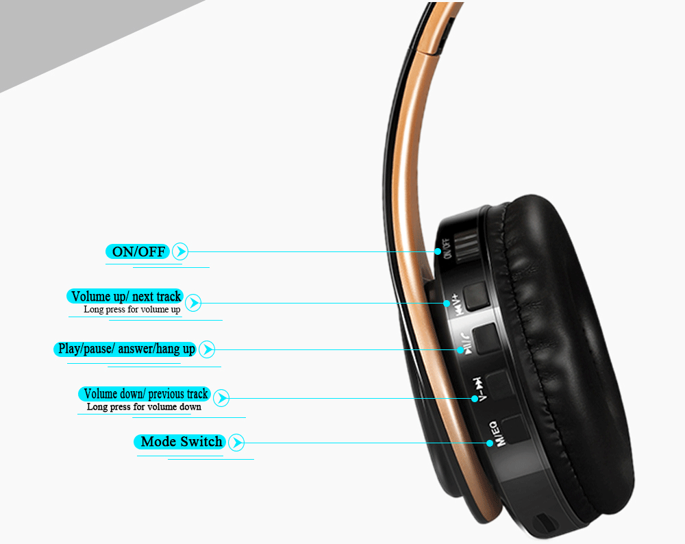 HIFI Stereo Bluetooth Earphones – FM Radio & SD Card Support with Mic