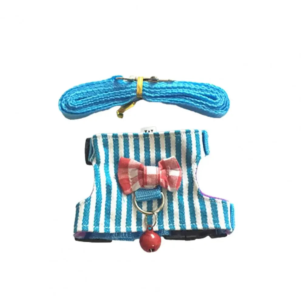 Pet Chest Strap Striped Hamster Rabbit Bow-knot Harness Vest Leash Traction Rope Ferrets Rats Chest Strap Small Pet Leashes
