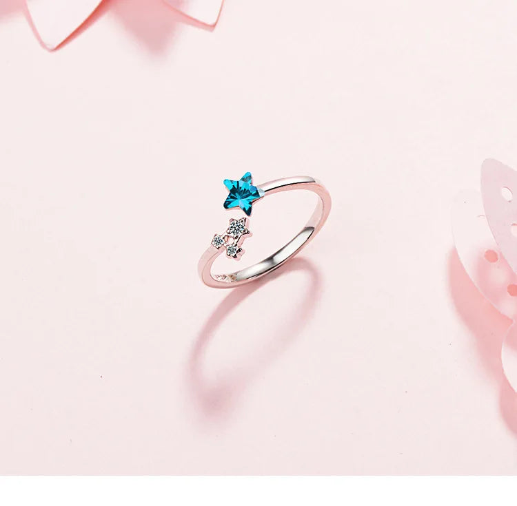 925 Sterling Silver Star Crystal Wedding Ring for Women – Wholesale Jewelry