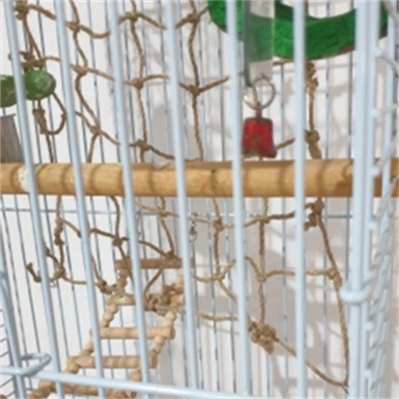 40x40cm Parrot Climbing Net – Bird Toy Swing Rope Hammock with Hooks