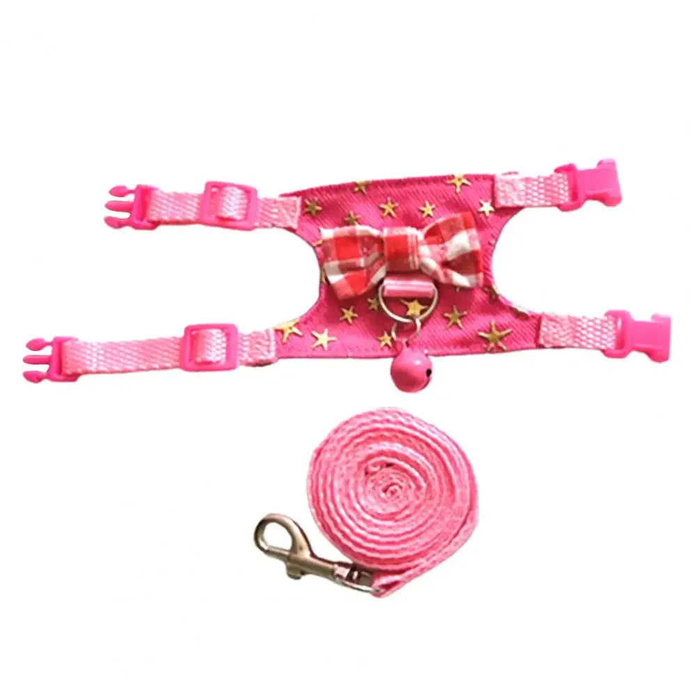 Pet Chest Strap Striped Hamster Rabbit Bow-knot Harness Vest Leash Traction Rope Ferrets Rats Chest Strap Small Pet Leashes