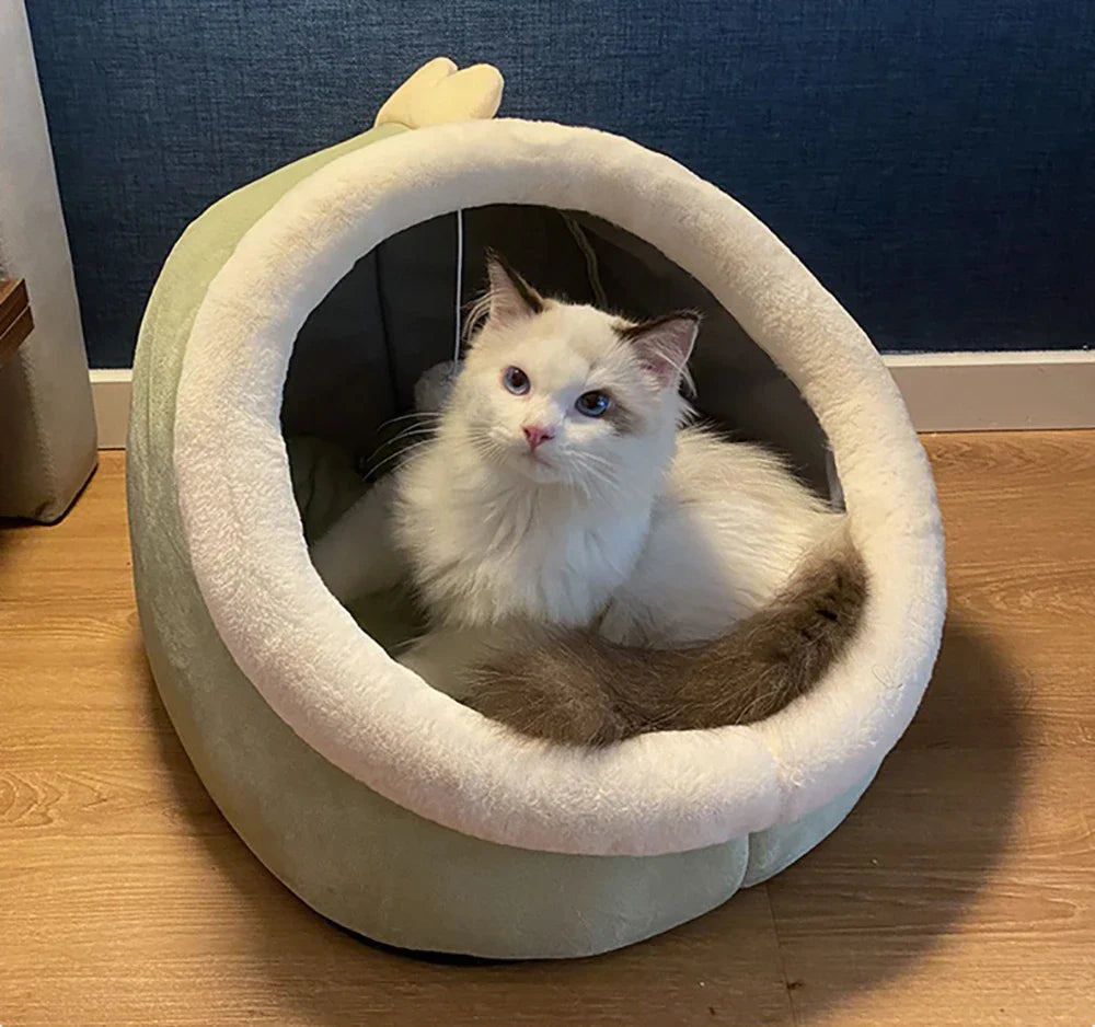Deep Sleep Foldable Cat Bed – Cartoon Cave Bed for Small Dogs & Cats