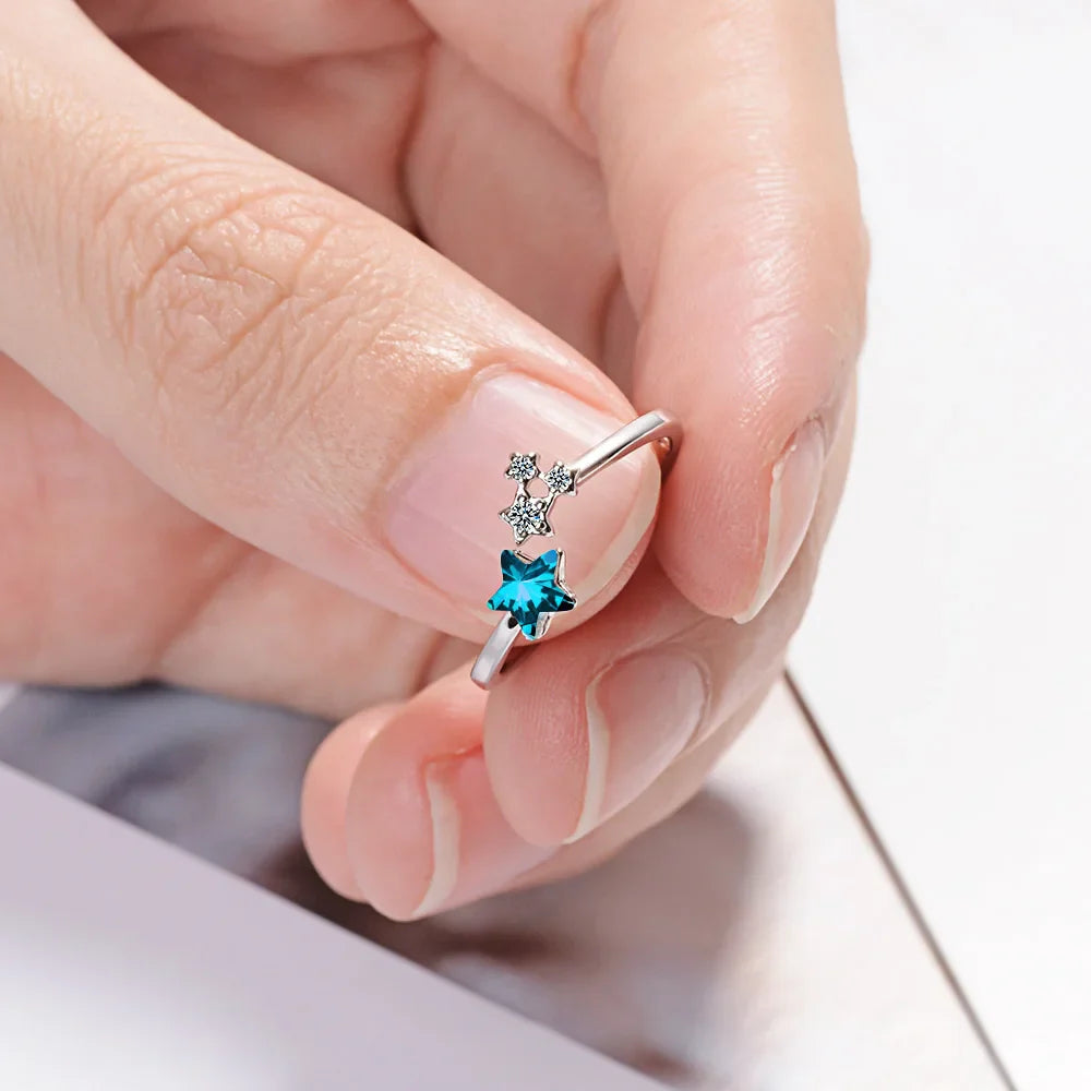 925 Sterling Silver Star Crystal Wedding Ring for Women – Wholesale Jewelry