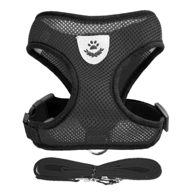Adjustable Cat & Dog Harness Vest – Mesh Walking Leash for Small & Medium Pets