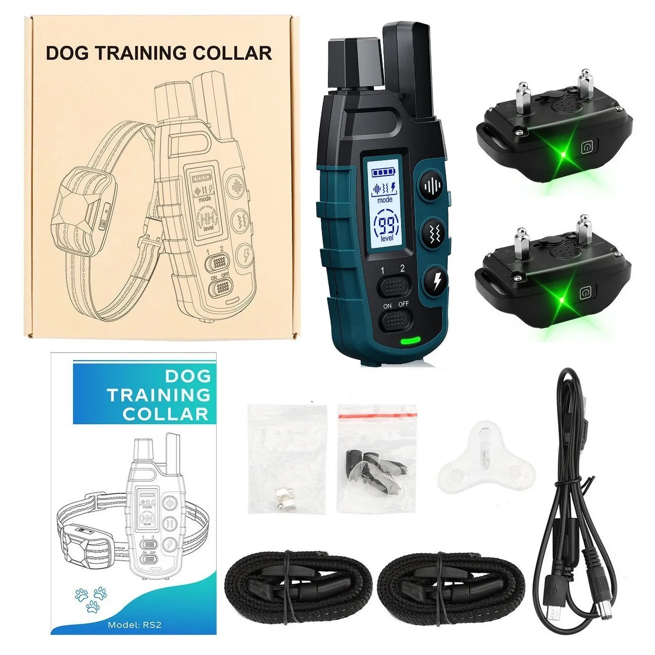 1000M Waterproof Remote Dog Training Collar – Shock & Vibration for 2 Dogs