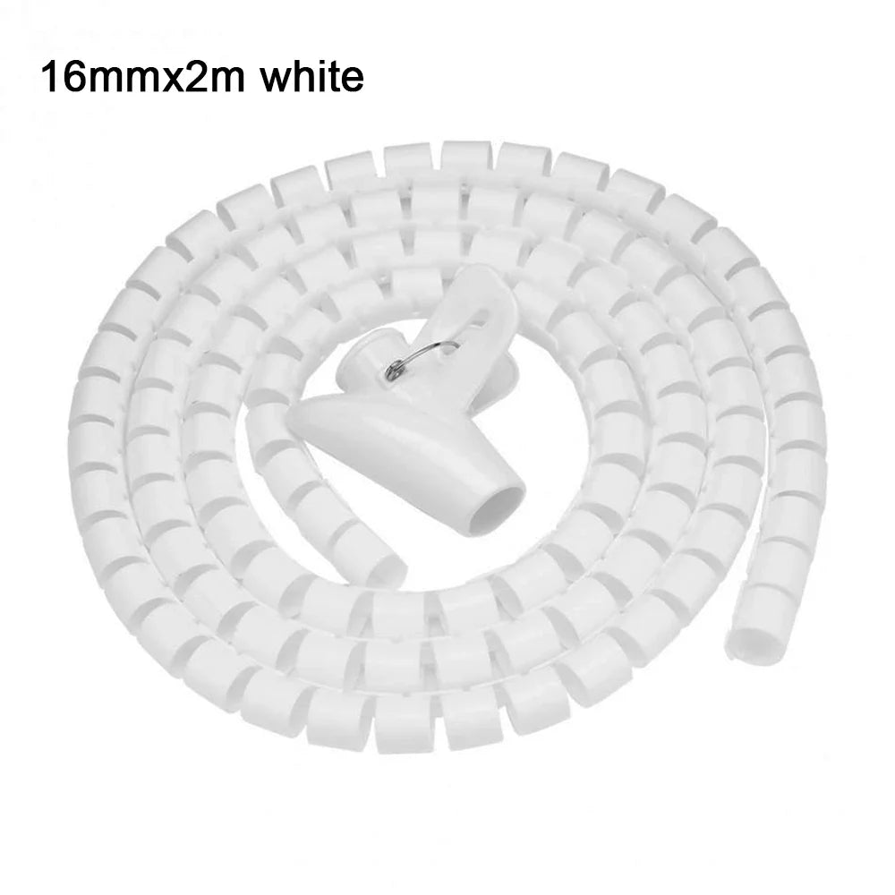 Desk Cable Organizer Spiral – Flexible 1.5/2m Tube, 10/16mm Cord Management